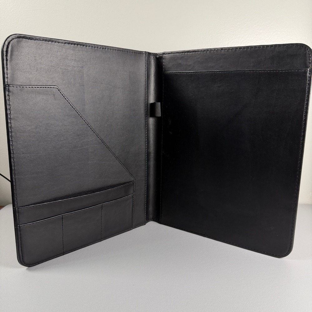 Professional Black Pleather Portfolio Document Organizer Legal Pad Folder